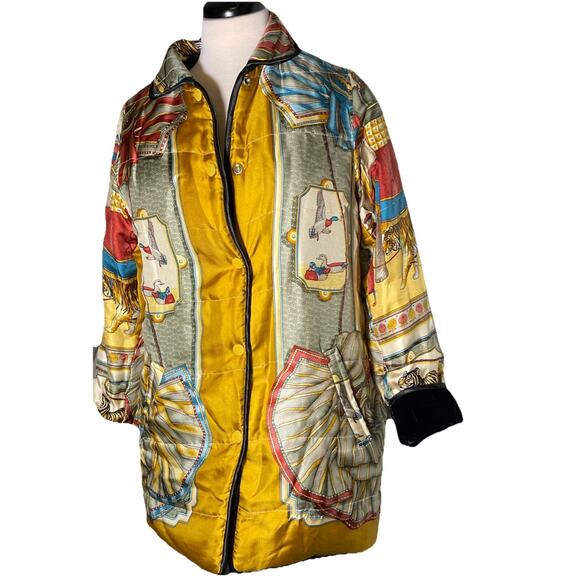 Alberto Makali Quilted Velvet/ Silk Reversible Snap Coat Women’s 8/10. - Picture 1 of 10